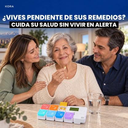 KORA® Organizador Inteligente Semanal con Alarma | Cuídalos Sin Vivir Pendiente